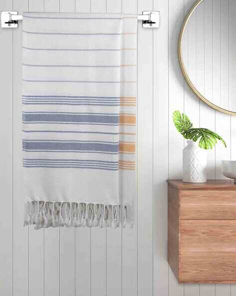 FABINALIV Set of 2 225 GSM Striped Cotton Bath Towels 55" x 27"