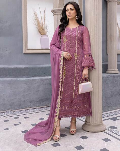 Buy Purple Dress Material for Women by Fashion Basket Online