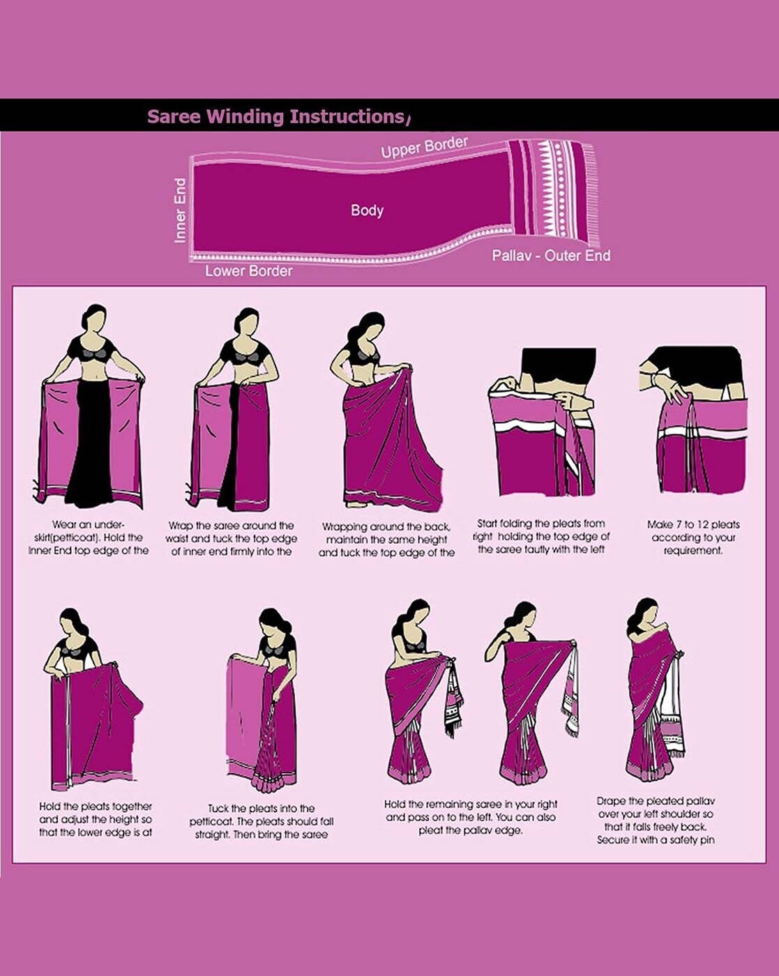 HOW TO TUCK SAREE PIN TO SAREE PLEATS #saree #sareedrape | Instagram