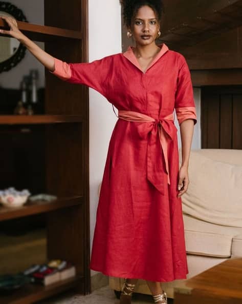 indian linen dresses Maxi linen dress AGRA in White