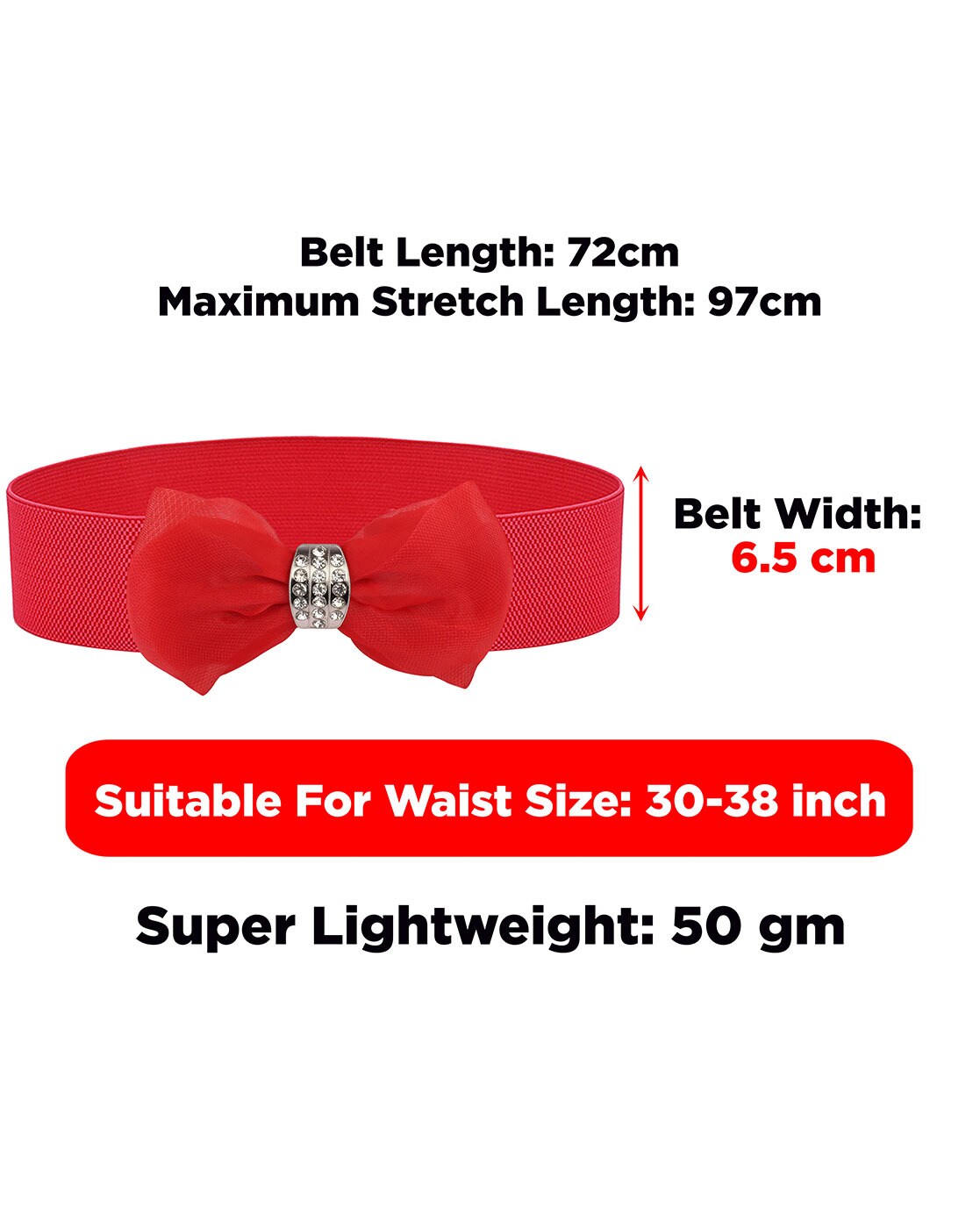 Women Hook Buckle Elastic Wide Real True Red Color Hot Belt Plus Size L XL  XXL