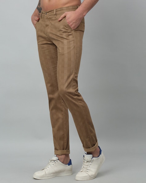 Buy Cantabil Dark Navy Flat Front Trousers for Men Online @ Tata CLiQ