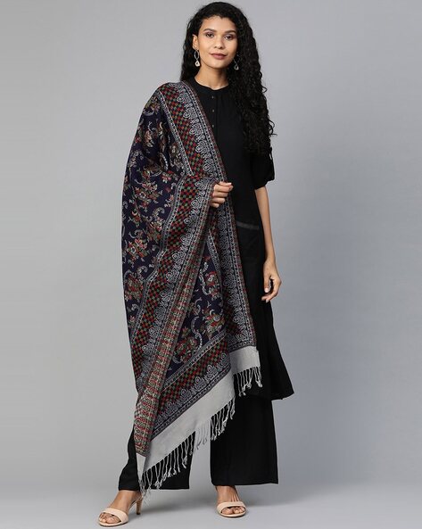 Women Woven Stole with Tassels Price in India