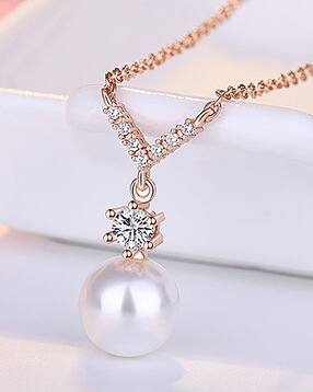 jewels galaxy Women Rose Gold-Plated American Diamond-Studded Pendant-picture-13