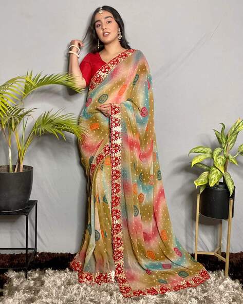 Buy Beige Sarees for Women by SHUBH MANGAL FASHION Online Ajio