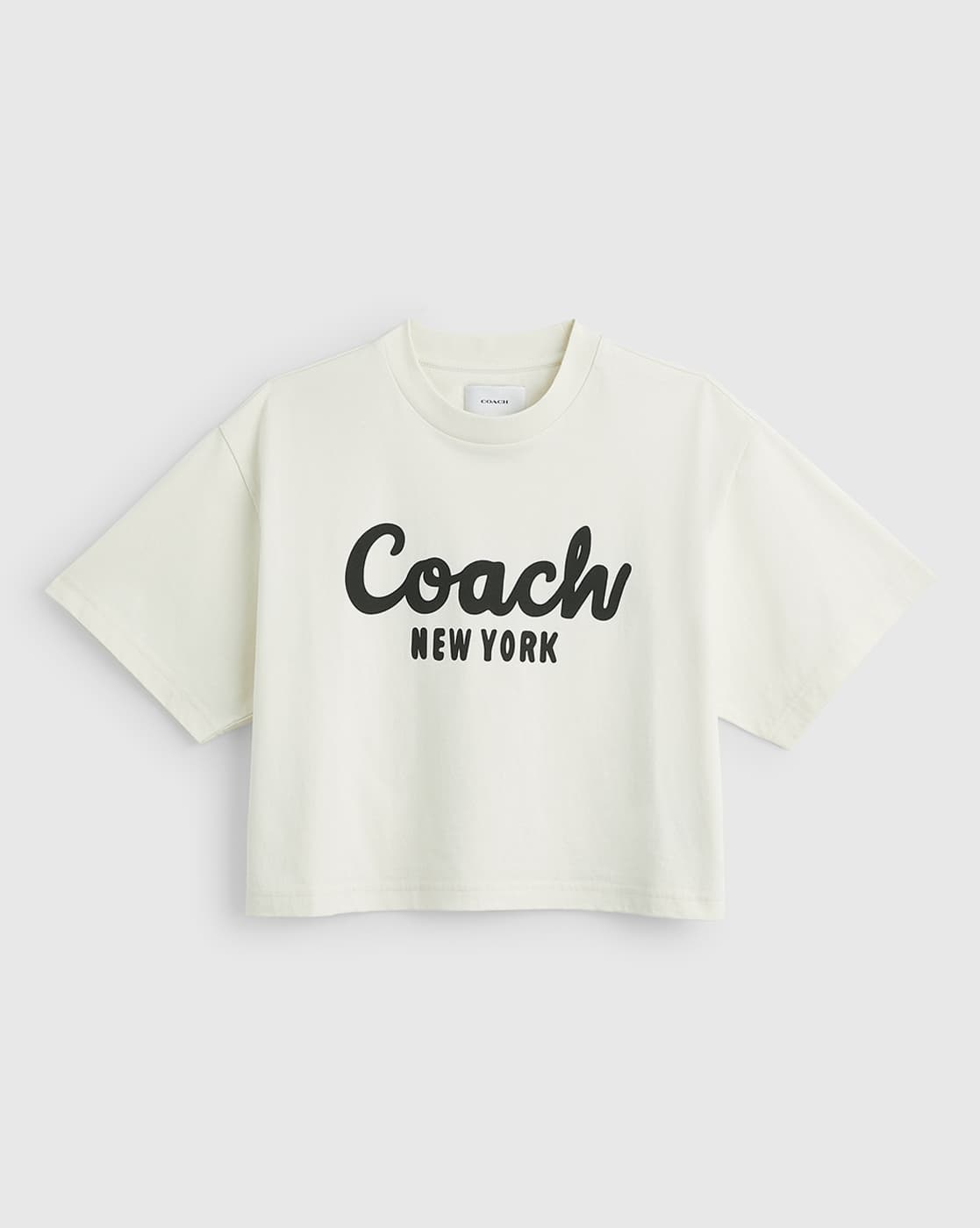 Buy Coach Cursive Signature Cropped T-Shirt | Cream Color