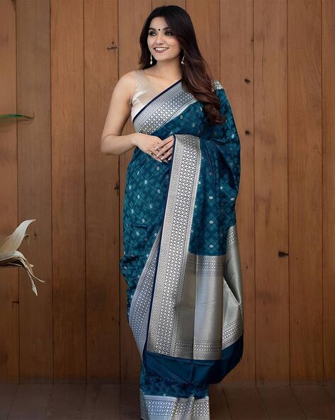 Buy Blue Sarees for Women by SATRANI Online