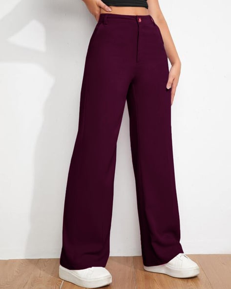 Buy Purple Trousers & Pants for Women by FASHION BOOMS Online