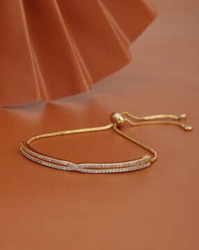 women gold-plated american diamond-studded bracelet