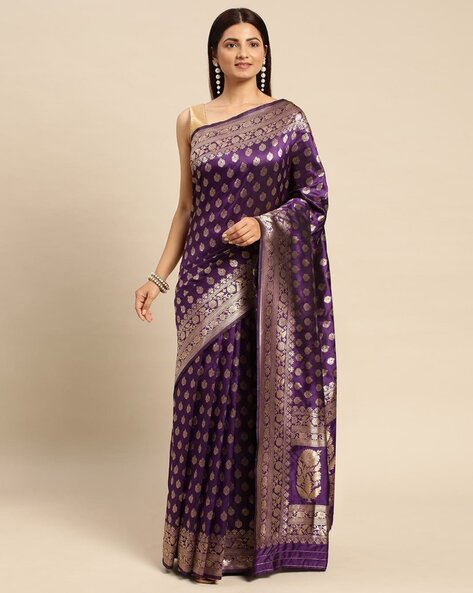 Royal Purple Woven Patola Silk Saree - Clothsvilla