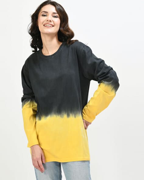 Women Ombre-Dyed Regular Fit Round-Neck T-Shirt