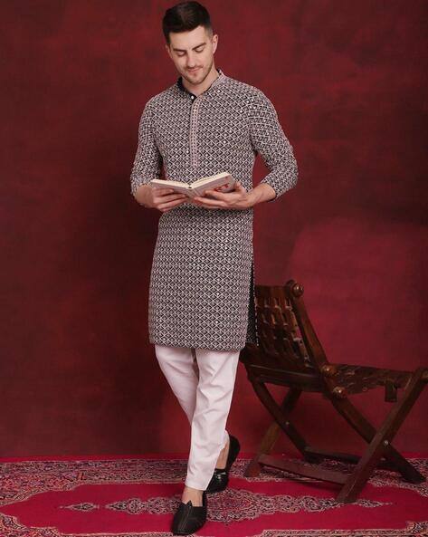 JOMPERS Men Embroidered Regular Fit Kurta Pyjama Set
