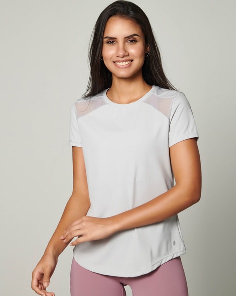 Relaxed Fit Sports Top with Round Neck