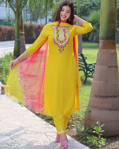 Buy Yellow Kurta Suit Sets for Women by Brand Hill Online | Ajio.com