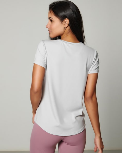 Relaxed Fit Sports Top with Round Neck