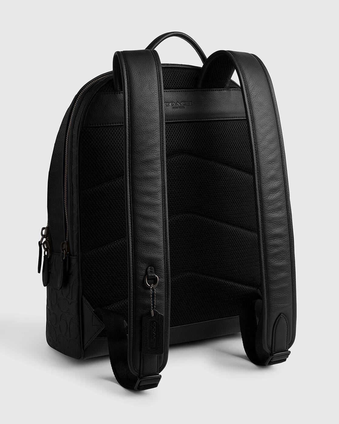 Buy Coach Charter Backpack In Signature Leather | Black Color Men