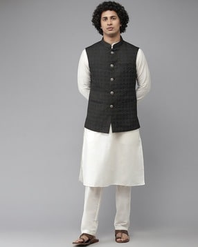 see designs Men Floral Woven Slim Fit Nehru Jacket-picture-17