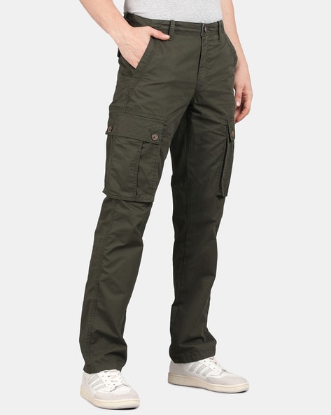 Buy Olive Trousers & Pants for Men by T-Base Online | Ajio.com