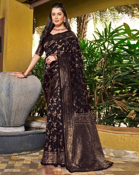 Buy Black Sarees for Women by SATRANI Online