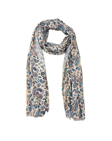 Women Paisley Print Stole with Fringed Detail Price in India