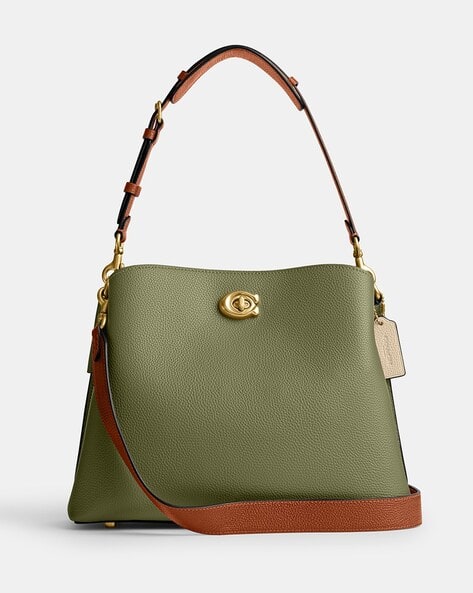 Buy Coach Colourblock Willow Medium Shoulder Bag | Moss Green