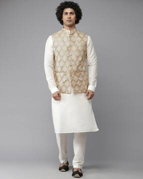 see designs Men Floral Woven Slim Fit Nehru Jacket-picture-53
