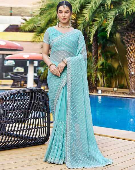 Buy Blue Sarees for Women by SATRANI Online