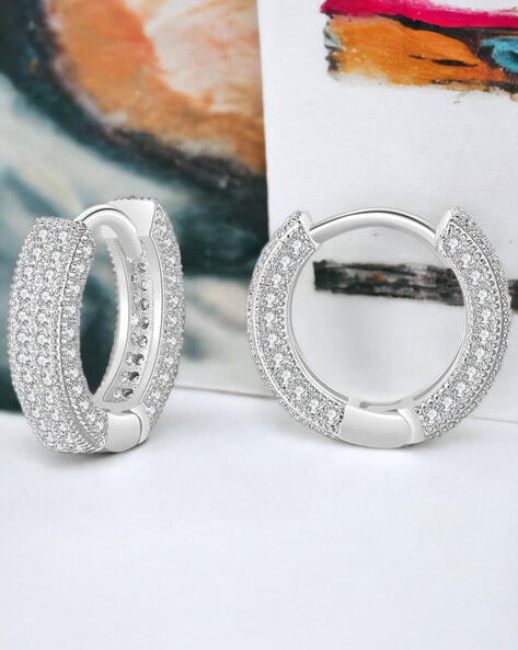 Silver outlet Studded Hoop Earrings