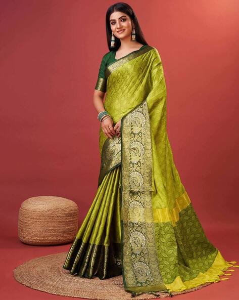 Buy Mustard Sarees for Women by Hritika Online | Ajio.com