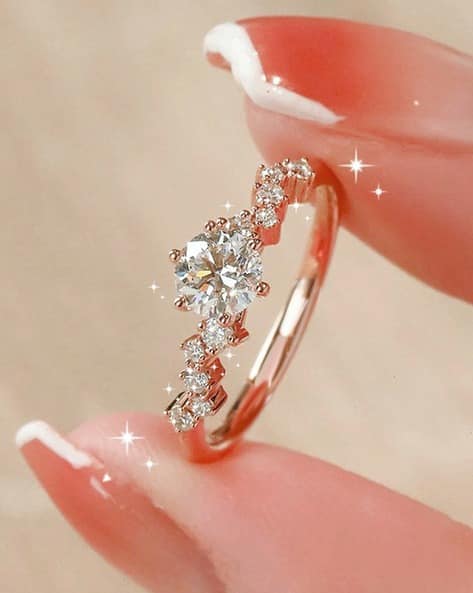 Women Rose Gold-Plated American Diamond-Studded Ring