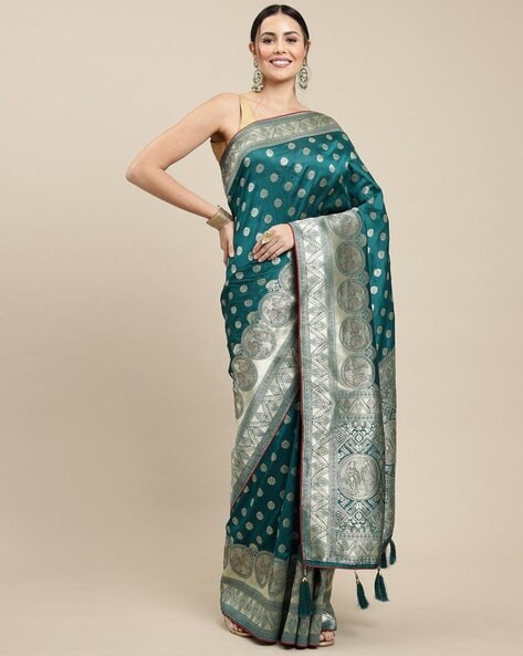 Buy Black Sarees for Women by SARANEE Online | Ajio.com