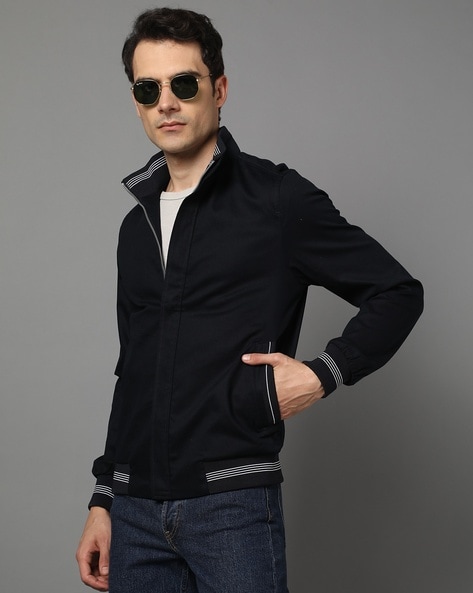 ermenegildo zegna couture Black and Navy Wool Bomber Jacket ermenegildo  zegna couture