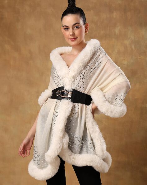 Woollen Fur Shawl For Dress Price in India