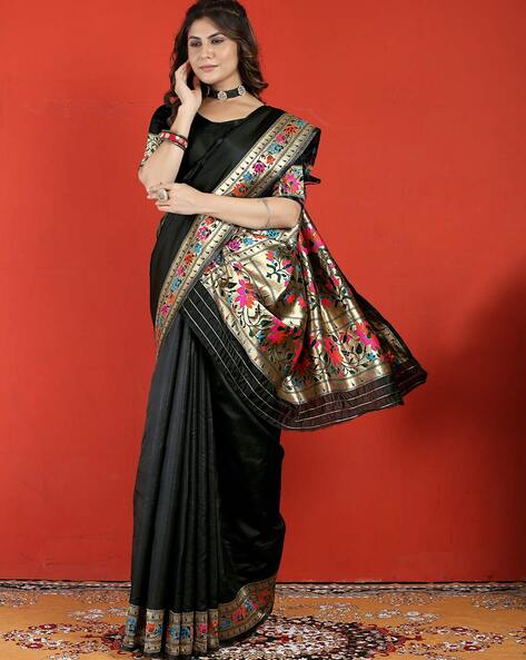 Saree Mall Black Sarees - Buy Saree Mall Black Sarees online in India