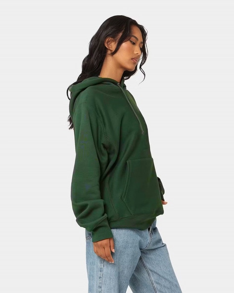 Women Oversized Fit Hoodie with Ribbed Hem