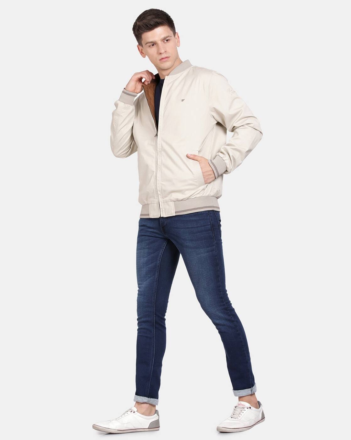 Buy T-Base Zip-Front Jacket with Insert Pockets Online | Ajio.com