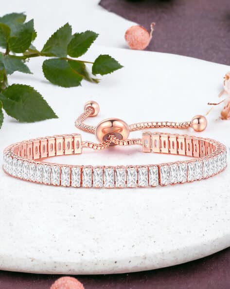 Jewels galaxy Rose Gold-Plated Stone-Studded Bracelet