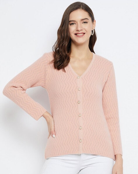 Pink v clearance neck cardigan