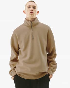 RUFFLOG ラフロッグ HALF ZIP SWEATSHIRT BEIGE Buy A to Z CREATION Solid Casual Half Zipper Loose Fit Long