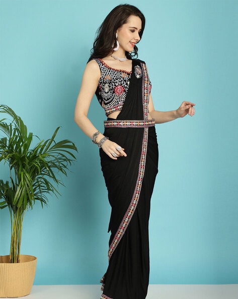 Buy Black Sarees for Women by GRANCY Online