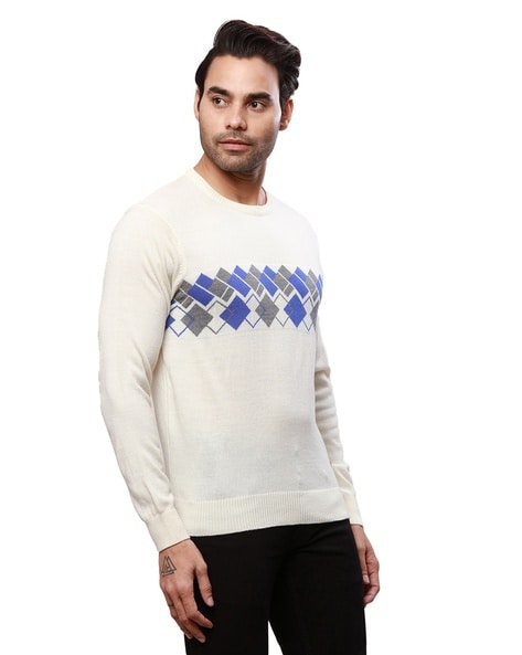 White aztec online pullover