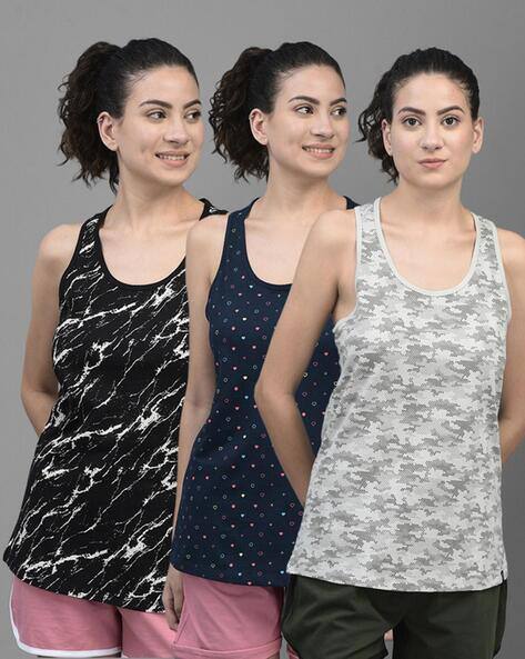 Dollar Women Pack of 3 Printed Regular Fit Tank Tops