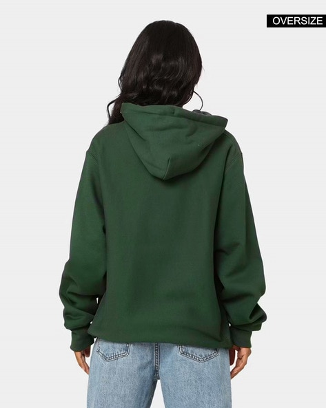 Women Oversized Fit Hoodie with Ribbed Hem