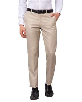 park avenue Men Relaxed Fit Flat-Front Trousers-picture-52