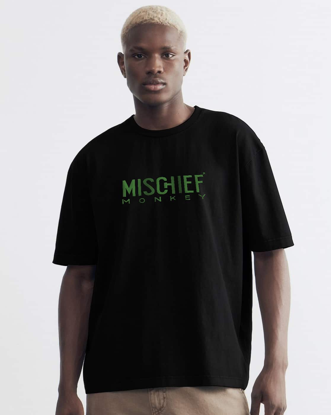 Buy MISCHIEF MONKEY Men Typographic Print Loose F Online | Ajio.com