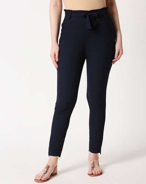 Women Pants with Insert Pockets & Tie-Up Waist Price in India