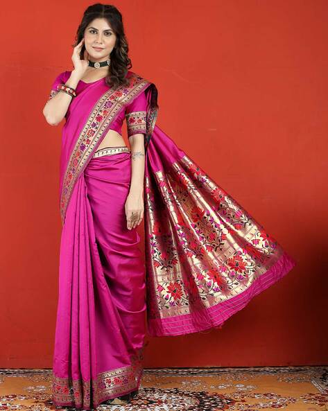 Royal Pink Weaving Silk Banarasi Saree – Leemboodi