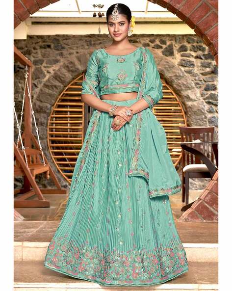 Buy Sky Blue Designer Party Wear Mono Silk Lehenga Choli | Party Wear  Lehenga