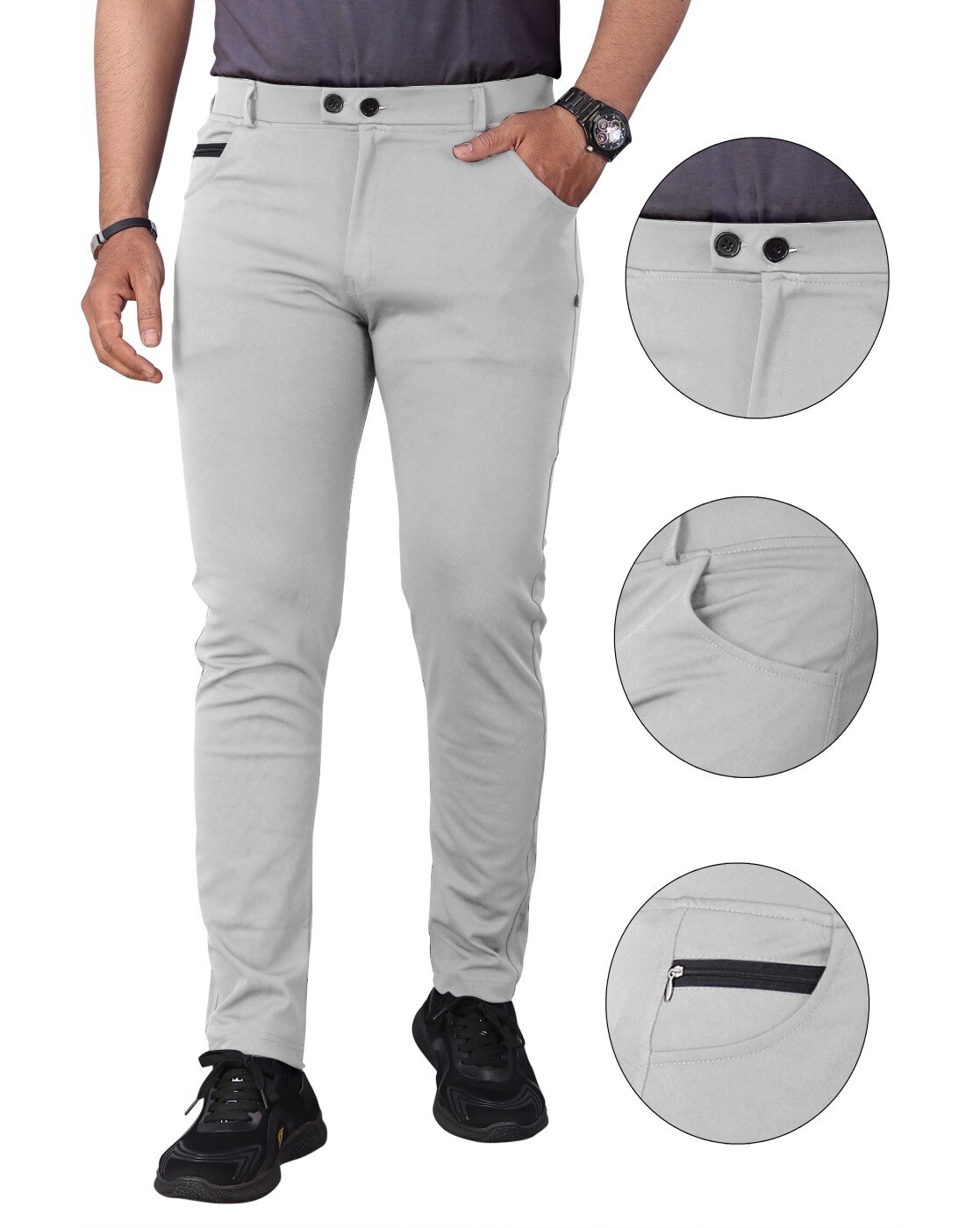 Buy KaBaaT Men Grey Lycra Pack Of 2 Casual Stretchable Pants (Xl) Online at  Best Prices in India - JioMart.