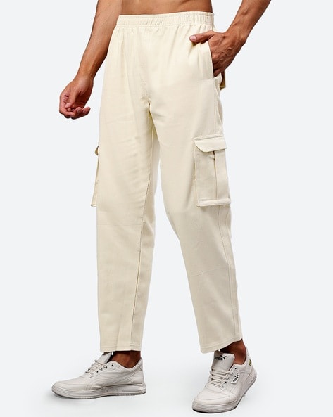 Cargo Pants- Beige Side Pocket Baggy Fit Cargos for Men Online